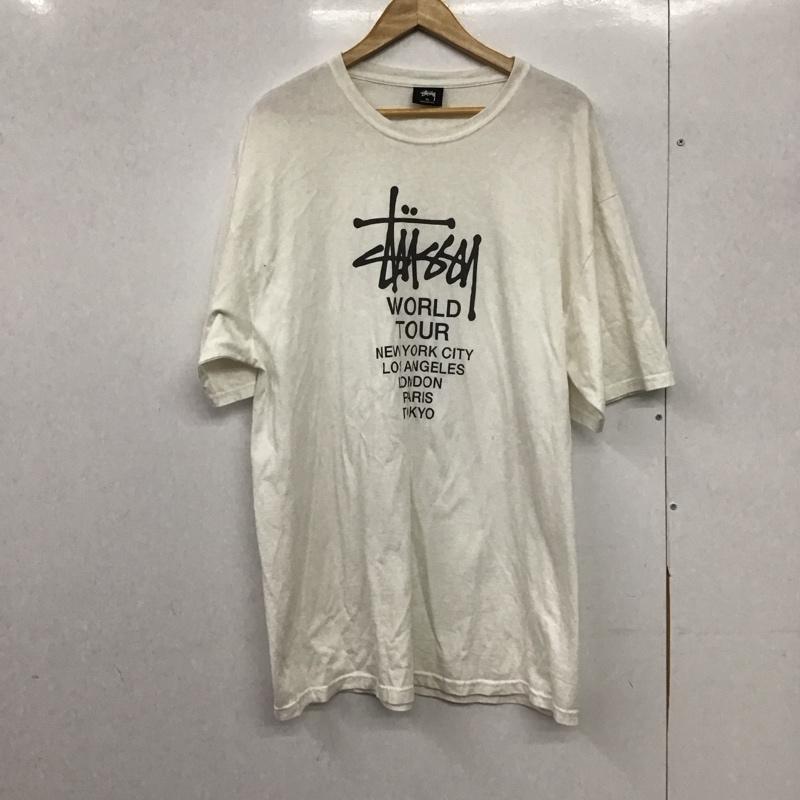 ステューシー STUSSY Tシャツ 半袖 半袖カットソー プリントTシャツ クルーネックカットソー XL ロゴ、文字 白 / ホワイト / white メンズ USED 古着 中古 10151620