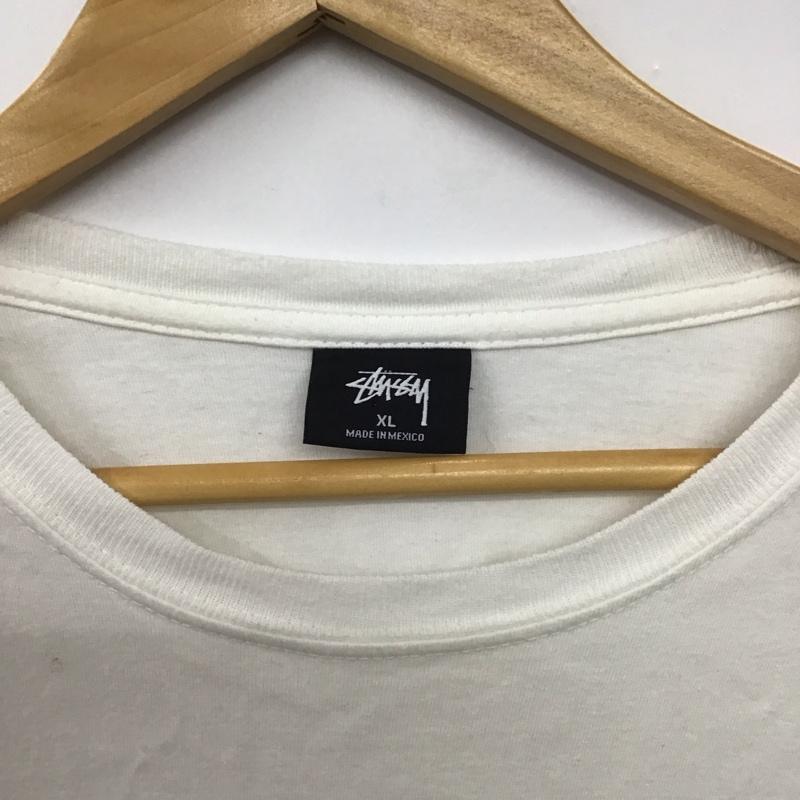 ステューシー STUSSY Tシャツ 半袖 半袖カットソー プリントTシャツ クルーネックカットソー XL ロゴ、文字 白 / ホワイト / white メンズ USED 古着 中古 10151620