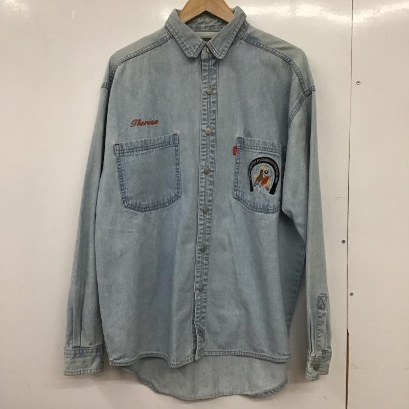 リーバイス Levi s シャツ、ブラウス 長袖 長袖シャツ デニムシャツ カジュアルシャツ M ロゴ、文字 インディゴ / インディゴ / Indigo メンズ USED 古着 中古 10151634