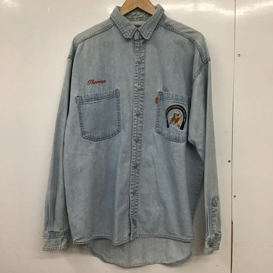 リーバイス Levi s シャツ、ブラウス 長袖 長袖シャツ デニムシャツ カジュアルシャツ M ロゴ、文字 インディゴ / インディゴ / Indigo メンズ USED 古着 中古 10151634