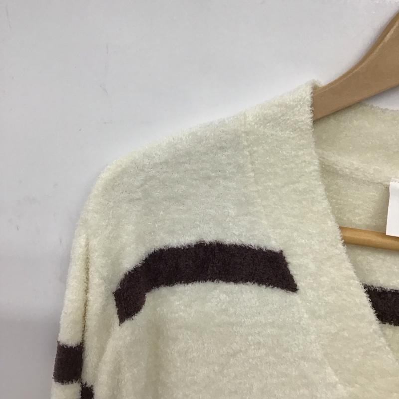 ジェラートピケ gelato pique カーディガン 長袖 PWNT225027 ホットスムーズィーボーダーカーディガン Vネック タグ付き ONE SIZE ボーダー柄 白 / ホワイト / white X 茶 / ブラウン / brown レディース USED 古着 中古 10151642