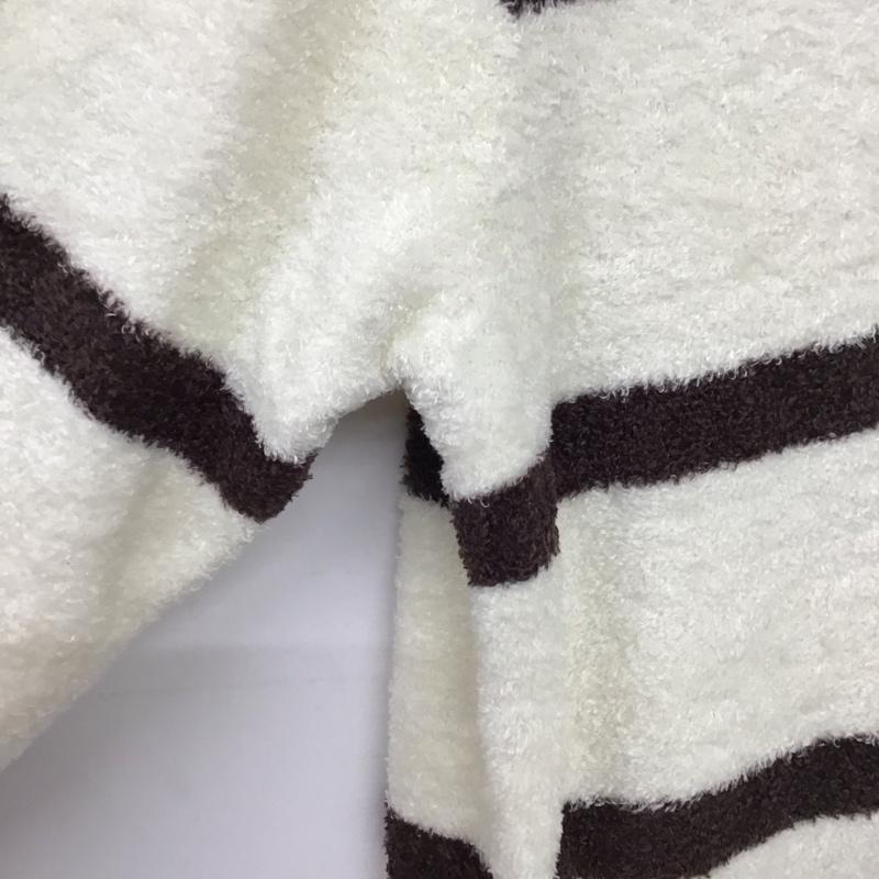 ジェラートピケ gelato pique カーディガン 長袖 PWNT225027 ホットスムーズィーボーダーカーディガン Vネック タグ付き ONE SIZE ボーダー柄 白 / ホワイト / white X 茶 / ブラウン / brown レディース USED 古着 中古 10151642