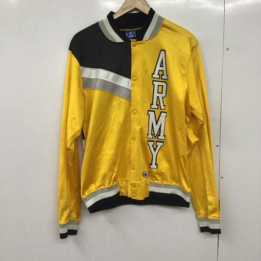 チャンピオン Champion ジャケット、上着 ジャンパー、ブルゾン アウター スタジャン 古着 前ボタン L ロゴ、文字 黄 / イエロー / yellow メンズ USED 古着 中古 10151654