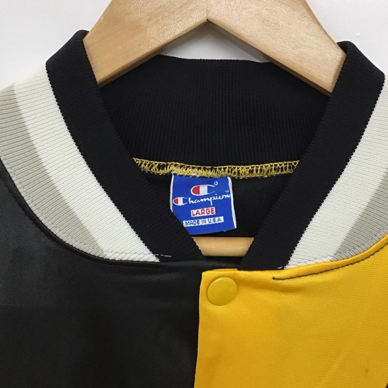 チャンピオン Champion ジャケット、上着 ジャンパー、ブルゾン アウター スタジャン 古着 前ボタン L ロゴ、文字 黄 / イエロー / yellow メンズ USED 古着 中古 10151654