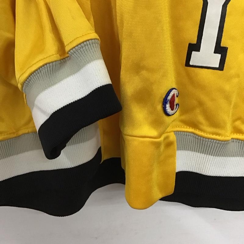 チャンピオン Champion ジャケット、上着 ジャンパー、ブルゾン アウター スタジャン 古着 前ボタン L ロゴ、文字 黄 / イエロー / yellow メンズ USED 古着 中古 10151654