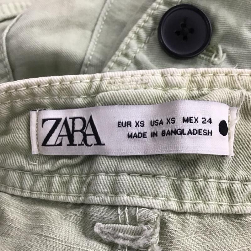 ザラ ZARA パンツ ワークパンツ、ペインターパンツ 4877 054 982 コットン リネン XS 無地 薄緑 / ライトグリーン / レディース USED 古着 中古 10151679