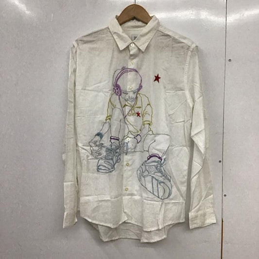 グラニフ graniph シャツ、ブラウス 長袖 長袖シャツ プリントシャツ カラーシャツ M ロゴ、文字 白 / ホワイト / white メンズ USED 古着 中古 10151702