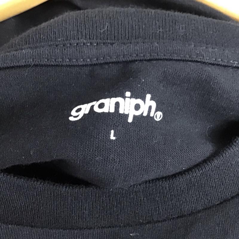 グラニフ graniph Tシャツ 半袖 半袖カットソー プリントTシャツ クルーネックカットソー L プリント 黒 / ブラック / black メンズ USED 古着 中古 10151703
