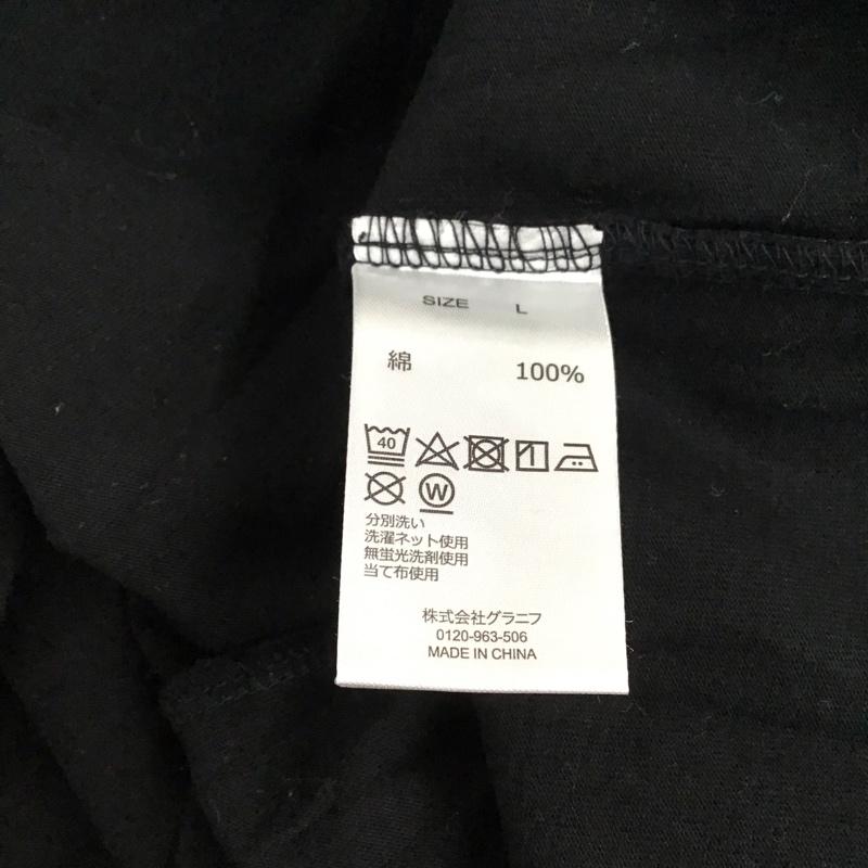 グラニフ graniph Tシャツ 半袖 半袖カットソー プリントTシャツ クルーネックカットソー L プリント 黒 / ブラック / black メンズ USED 古着 中古 10151703