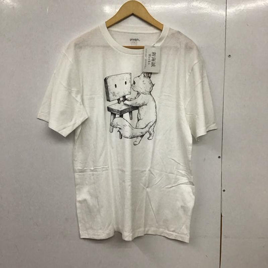 グラニフ graniph Tシャツ 半袖 半袖カットソー プリントTシャツ クルーネックカットソー L プリント 白 / ホワイト / white メンズ USED 古着 中古 10151704