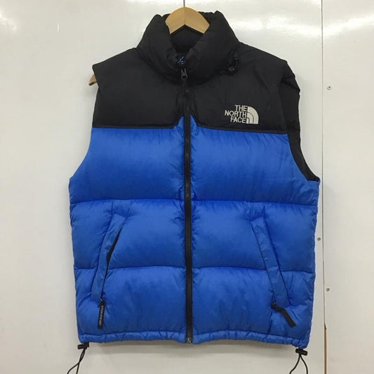 ザノースフェイス THE NORTH FACE ベスト ベスト nf004am ダウンベスト ノースリーブ ジップアップジャケット ロゴ、文字 黒 / ブラック / black X 青 / ブルー / blue メンズ USED 古着 中古 10151707