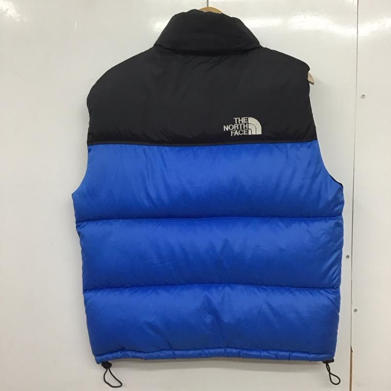 ザノースフェイス THE NORTH FACE ベスト ベスト nf004am ダウンベスト ノースリーブ ジップアップジャケット ロゴ、文字 黒 / ブラック / black X 青 / ブルー / blue メンズ USED 古着 中古 10151707