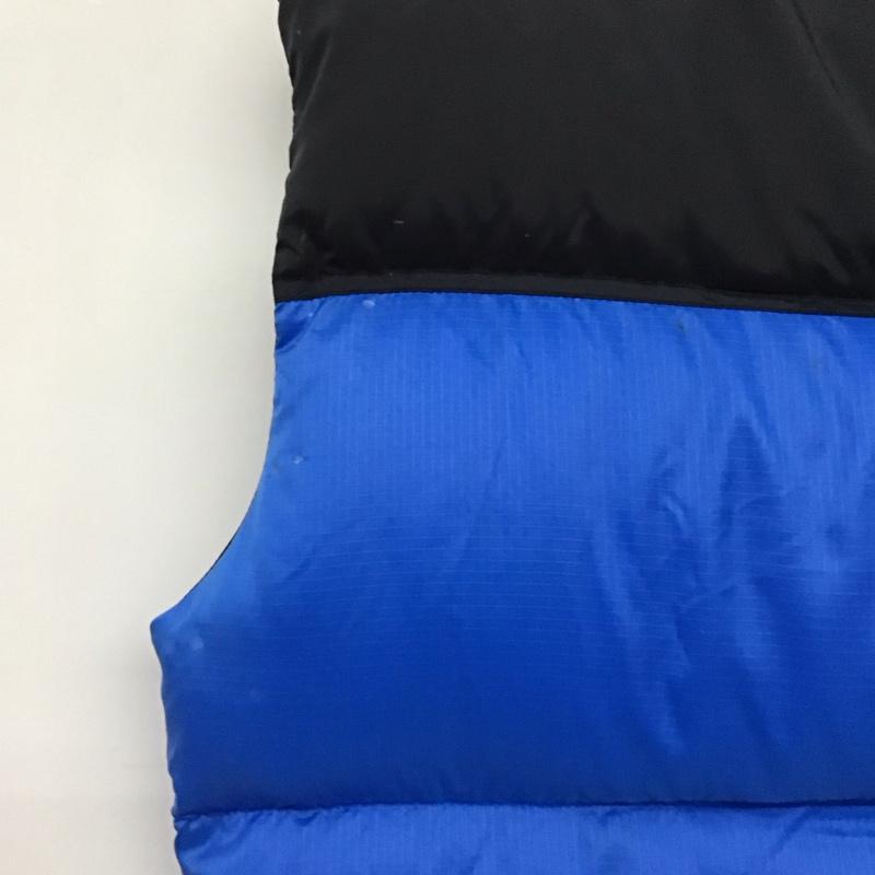 ザノースフェイス THE NORTH FACE ベスト ベスト nf004am ダウンベスト ノースリーブ ジップアップジャケット ロゴ、文字 黒 / ブラック / black X 青 / ブルー / blue メンズ USED 古着 中古 10151707