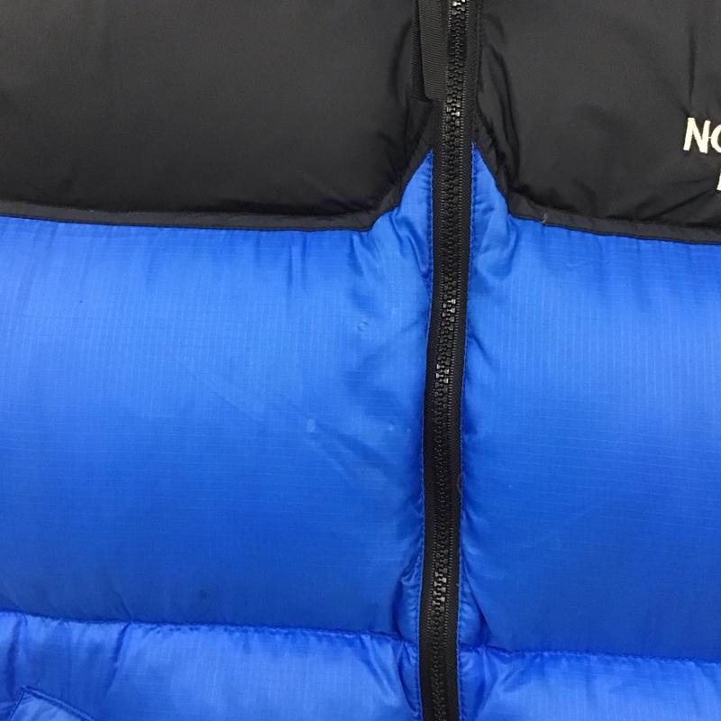 ザノースフェイス THE NORTH FACE ベスト ベスト nf004am ダウンベスト ノースリーブ ジップアップジャケット ロゴ、文字 黒 / ブラック / black X 青 / ブルー / blue メンズ USED 古着 中古 10151707