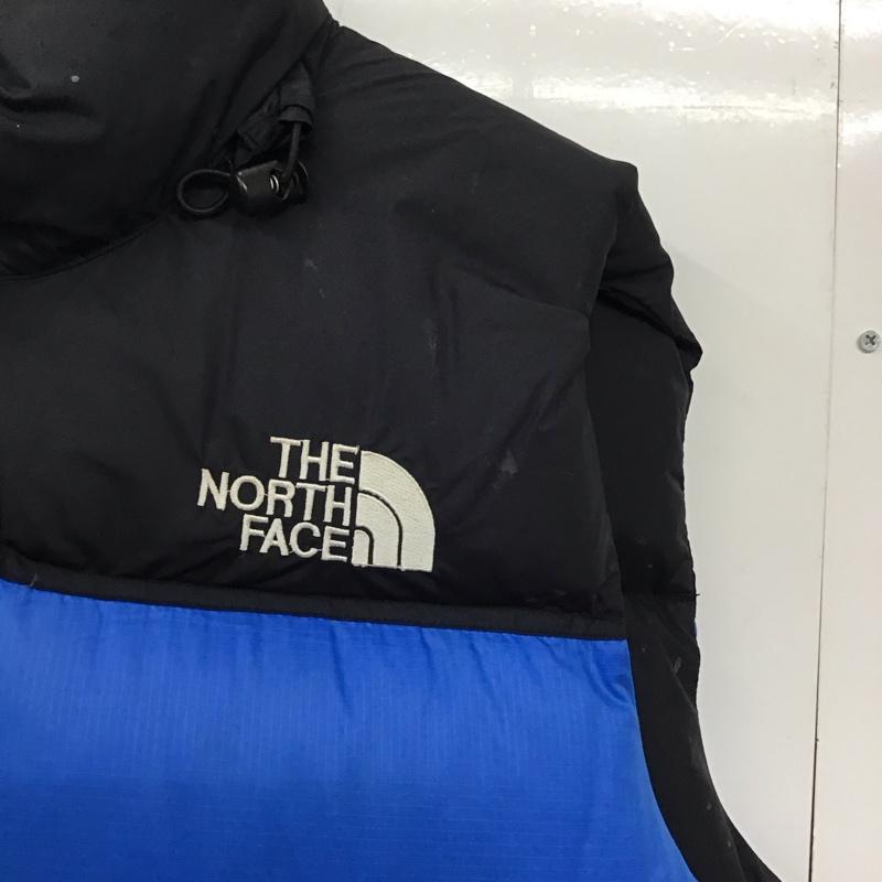 ザノースフェイス THE NORTH FACE ベスト ベスト nf004am ダウンベスト ノースリーブ ジップアップジャケット ロゴ、文字 黒 / ブラック / black X 青 / ブルー / blue メンズ USED 古着 中古 10151707