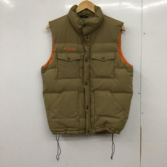 コロンビア Columbia ベスト ベスト ダウンベスト ノースリーブ フロントボタン S ロゴ、文字 ベージュ / ベージュ / beige メンズ USED 古着 中古 10151726