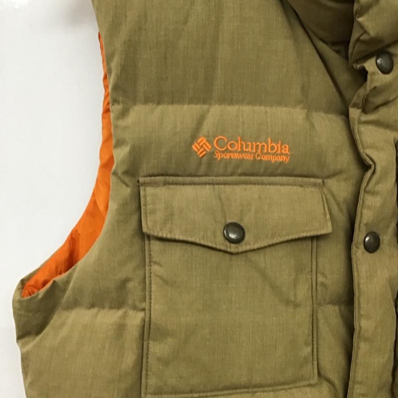 コロンビア Columbia ベスト ベスト ダウンベスト ノースリーブ フロントボタン S ロゴ、文字 ベージュ / ベージュ / beige メンズ USED 古着 中古 10151726