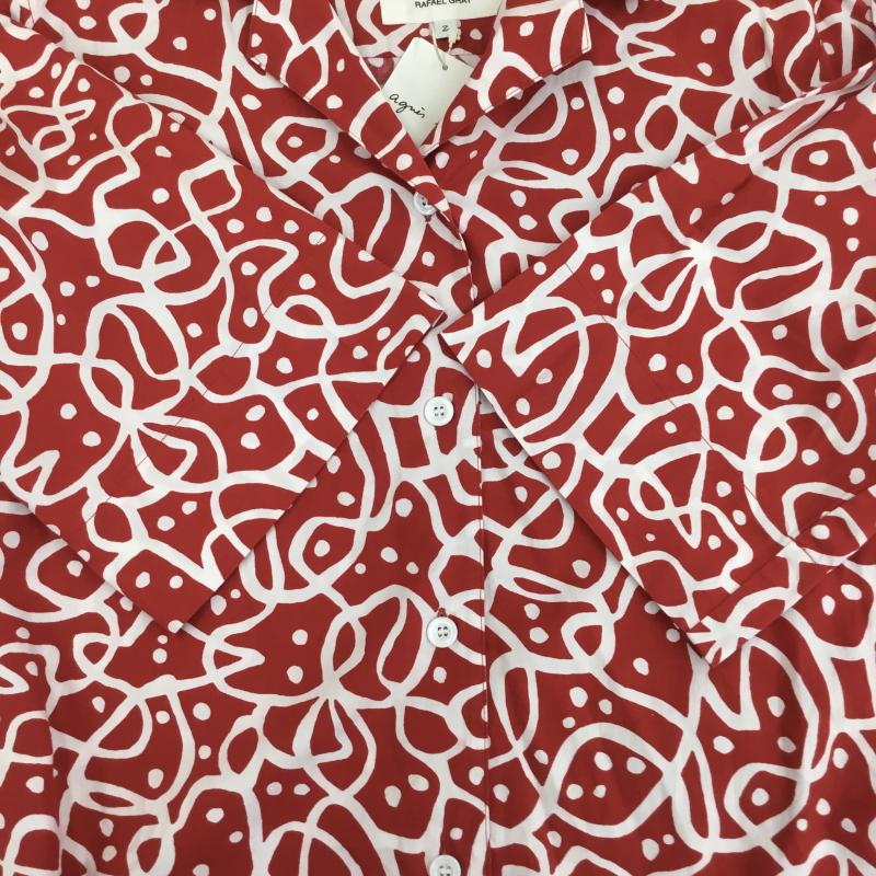 アニエス・ベー agnes b. シャツ、ブラウス 半袖 2 総柄 白 / ホワイト / white X 赤 / レッド / red レディース USED 古着 中古 10151727