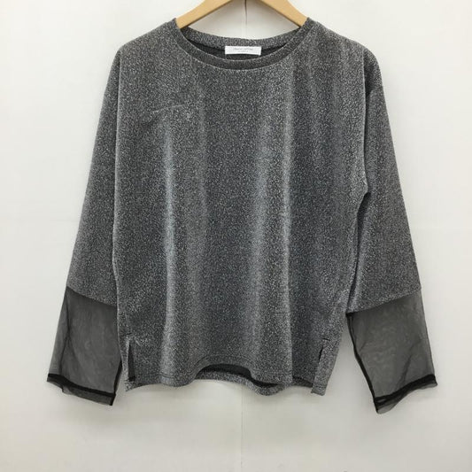 ショコラ フィネ ローブ chocol raffine robe カットソー 長袖 6A43L1C3800 袖チュールドッキングラメプルオーバー FREE 無地 灰 / グレー / gray X 銀 / シルバー / silver color レディース USED 古着 中古 10151728