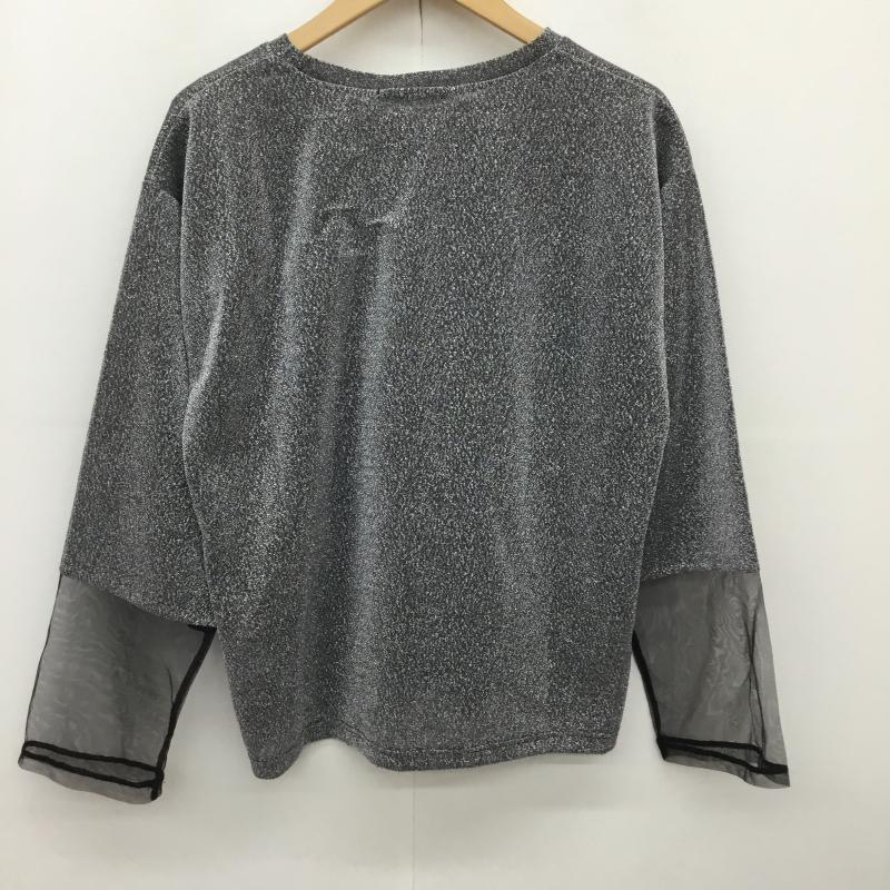 ショコラ フィネ ローブ chocol raffine robe カットソー 長袖 6A43L1C3800 袖チュールドッキングラメプルオーバー FREE 無地 灰 / グレー / gray X 銀 / シルバー / silver color レディース USED 古着 中古 10151728