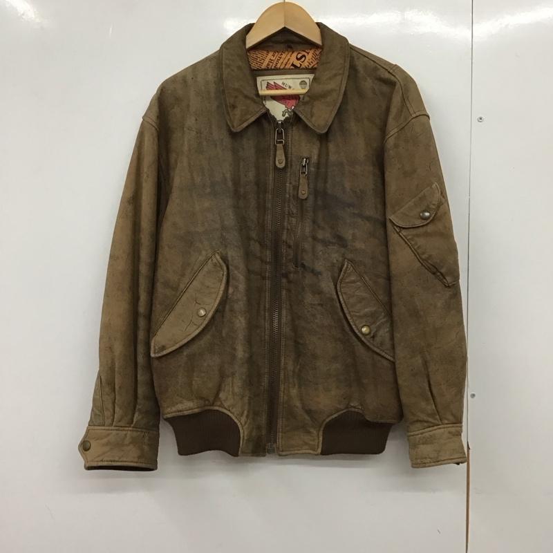 古着 USED ジャケット、上着 ジャンパー、ブルゾン ジップアップレザージャケット アウター 古着 L 無地 茶 / ブラウン / brown メンズ USED 古着 中古 10151729