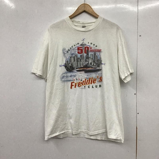 オニータ ONEITA Tシャツ 半袖 半袖カットソー プリントTシャツ クルーネックカットソー XL プリント 白 / ホワイト / white メンズ USED 古着 中古 10151738