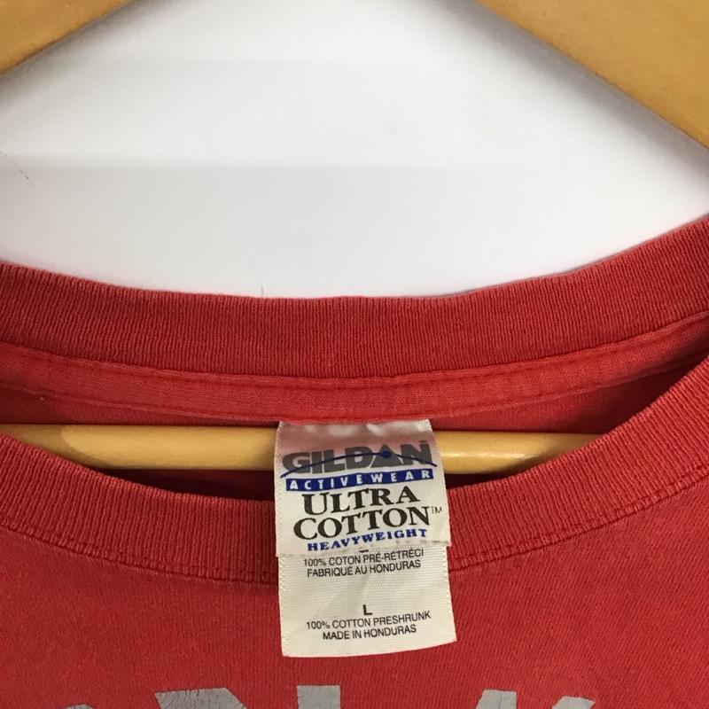 ギルダン GILDAN Tシャツ 半袖 半袖カットソー プリントTシャツ クルーネックカットソー L プリント 赤 / レッド / red メンズ USED 古着 中古 10151739