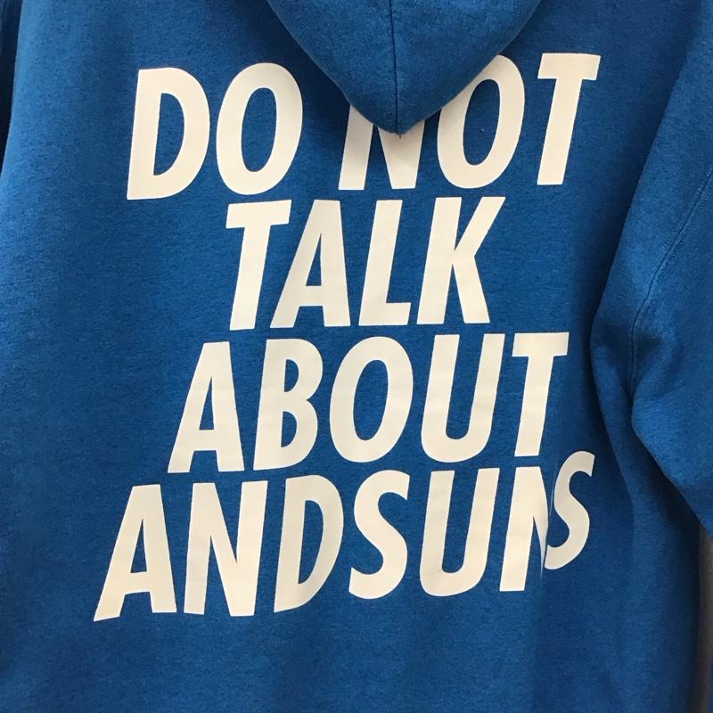 アンドサンズ ANDSUNS パーカー 長袖 長袖パーカー プルオーバーパーカー スウェット L ロゴ、文字 青 / ブルー / blue メンズ USED 古着 中古 10151751