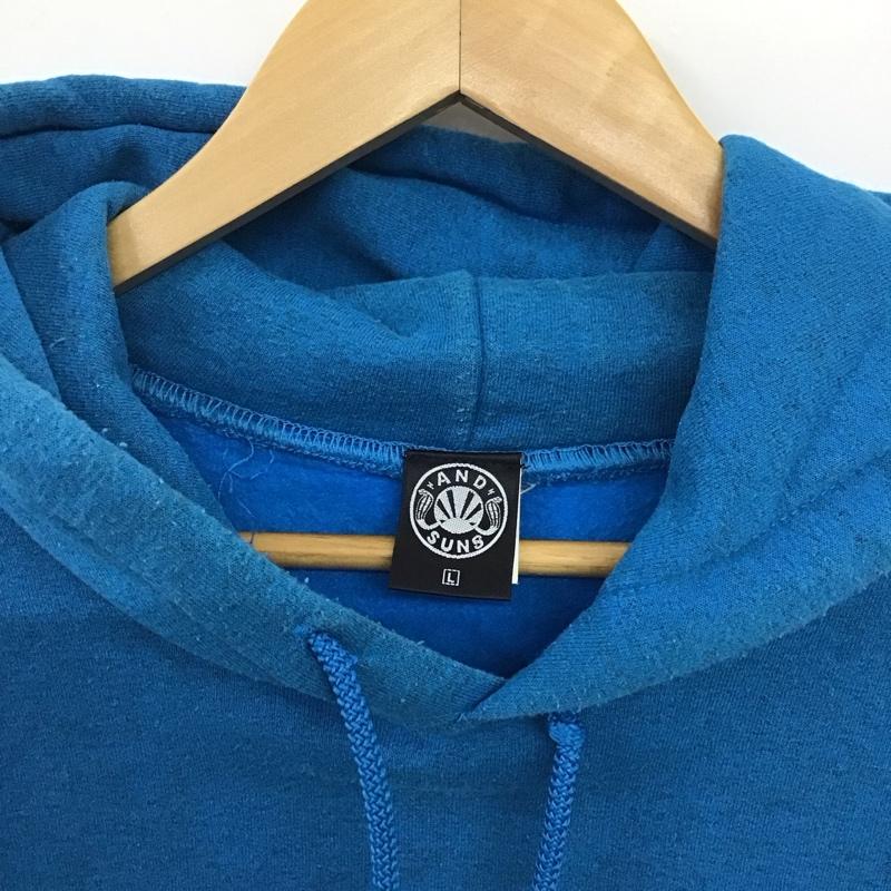 アンドサンズ ANDSUNS パーカー 長袖 長袖パーカー プルオーバーパーカー スウェット L ロゴ、文字 青 / ブルー / blue メンズ USED 古着 中古 10151751