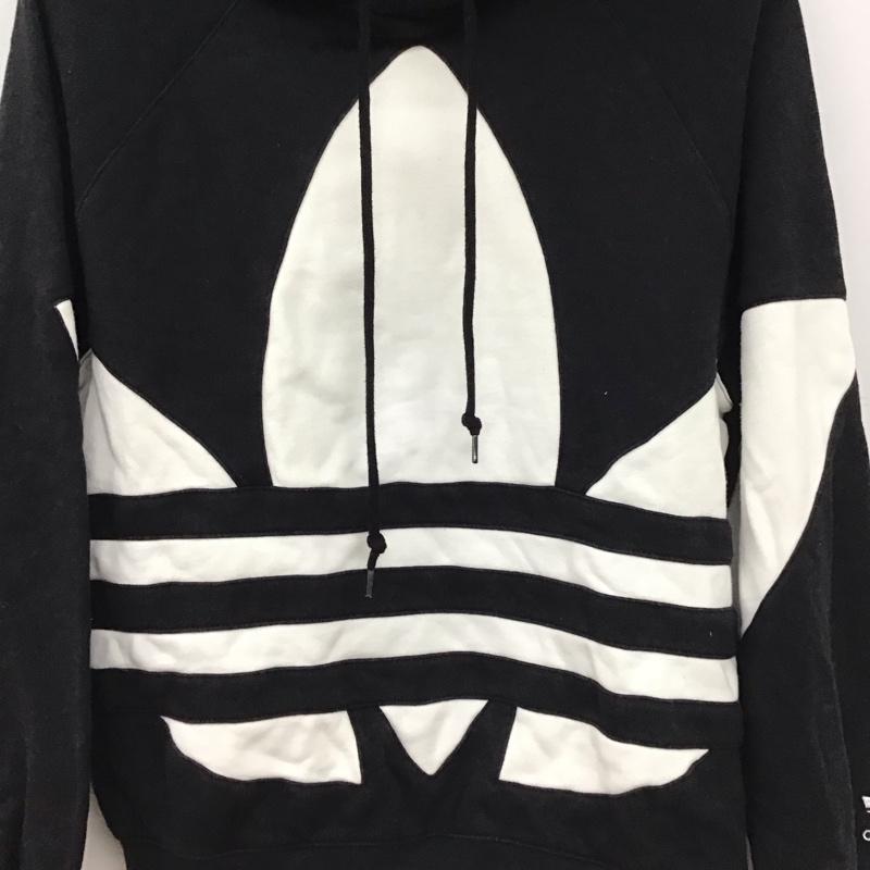 アディダス adidas パーカー 長袖 fm9908 プルオーバーパーカー プリントパーカー L ロゴ、文字 白 / ホワイト / white X 黒 / ブラック / black メンズ USED 古着 中古 10151752