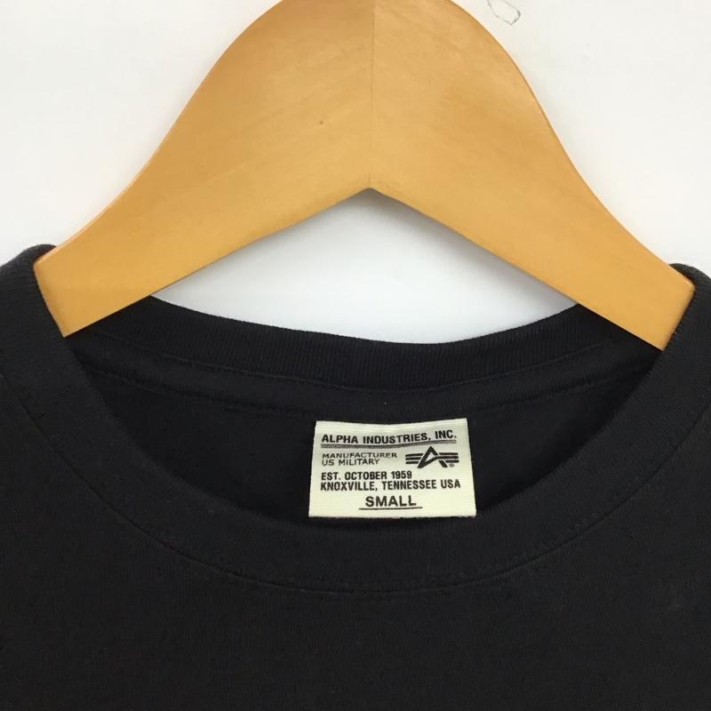 アルファインダストリー Alpha Industries Tシャツ 半袖 半袖カットソー プリントTシャツ クルーネックカットソー S プリント 黒 / ブラック / black メンズ USED 古着 中古 10151754