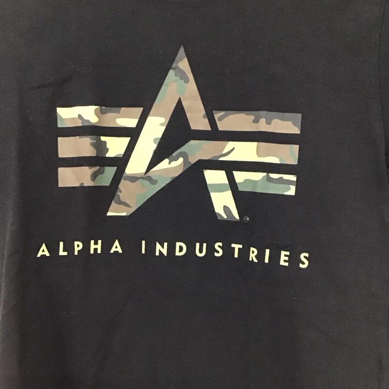 アルファインダストリー Alpha Industries Tシャツ 半袖 半袖カットソー プリントTシャツ クルーネックカットソー S プリント 黒 / ブラック / black メンズ USED 古着 中古 10151754