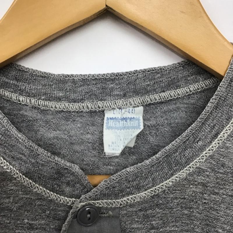 ヘルスニット Healthknit カットソー 半袖 半袖カットソー 無地Tシャツ ヘンリーネックカットソー L 無地 灰 / グレー / gray メンズ USED 古着 中古 10151761
