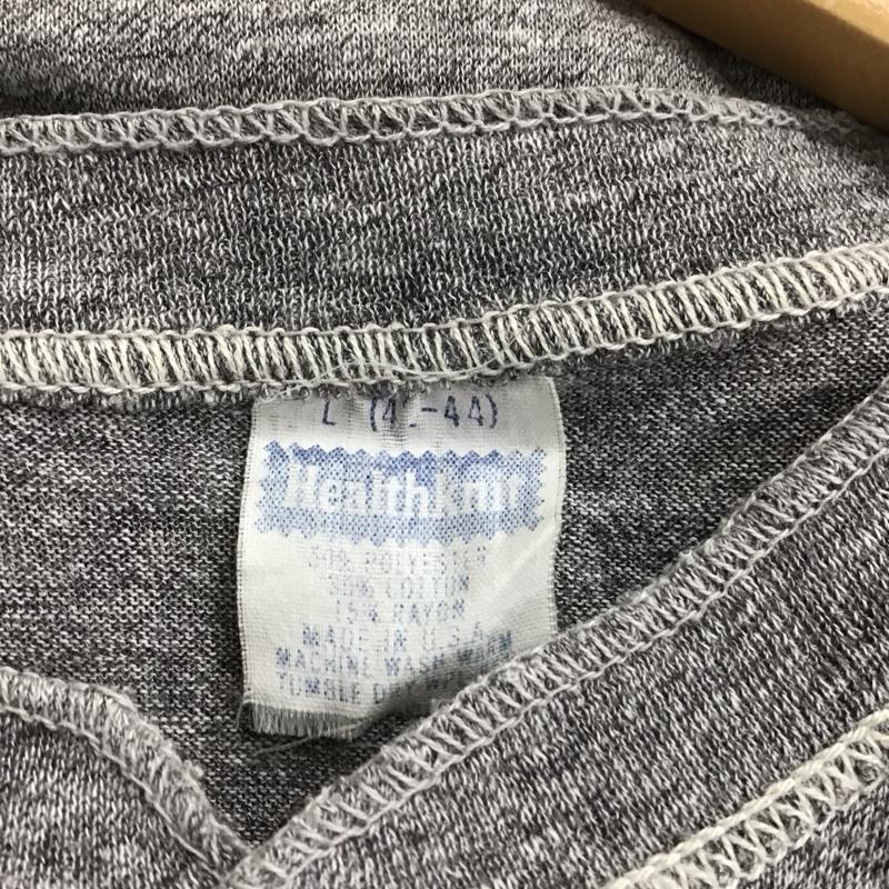 ヘルスニット Healthknit カットソー 半袖 半袖カットソー 無地Tシャツ ヘンリーネックカットソー L 無地 灰 / グレー / gray メンズ USED 古着 中古 10151761