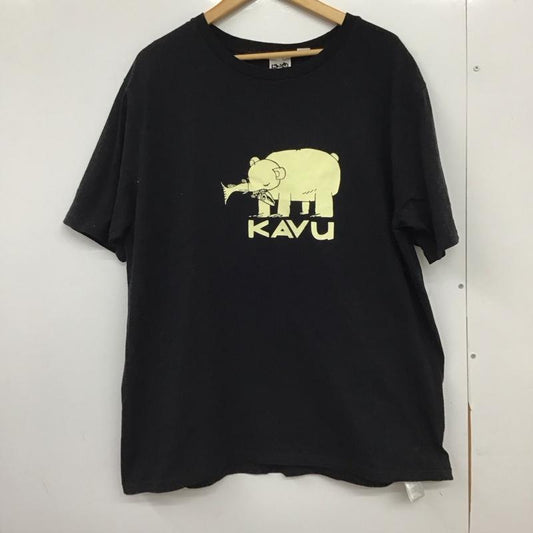 カブー KAVU Tシャツ 半袖 半袖カットソー プリントTシャツ クルーネックカットソー XL プリント 黒 / ブラック / black メンズ USED 古着 中古 10151765