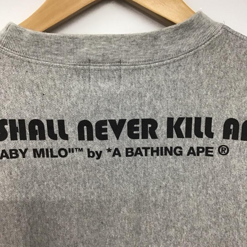 アベイシングエイプ A BATHING APE トレーナー 長袖 長袖トレーナー スウェット クルーネック プルオーバー M ロゴ、文字 灰 / グレー / gray メンズ USED 古着 中古 10151782