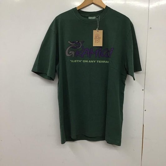 グラミチ GRAMICCI Tシャツ 半袖 半袖カットソー プリントTシャツ クルーネックカットソー alwayth L ロゴ、文字 緑 / グリーン / green メンズ USED 古着 中古 10151809