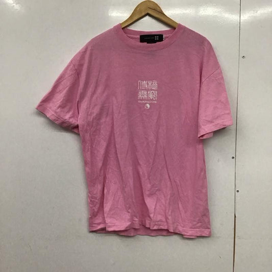 サムライコア SAMURAI CORE Tシャツ 半袖 半袖カットソー プリントTシャツ クルーネックカットソー ロゴ、文字 桃 / ピンク / pink メンズ USED 古着 中古 10151811