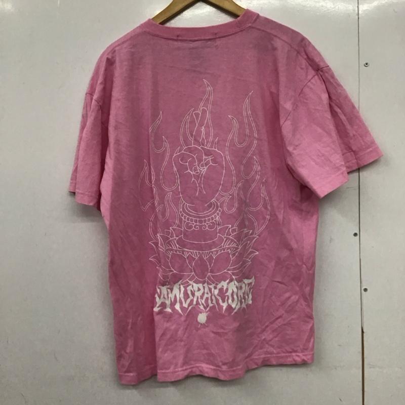 サムライコア SAMURAI CORE Tシャツ 半袖 半袖カットソー プリントTシャツ クルーネックカットソー ロゴ、文字 桃 / ピンク / pink メンズ USED 古着 中古 10151811