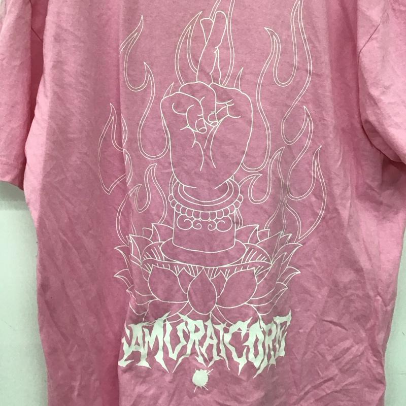 サムライコア SAMURAI CORE Tシャツ 半袖 半袖カットソー プリントTシャツ クルーネックカットソー ロゴ、文字 桃 / ピンク / pink メンズ USED 古着 中古 10151811