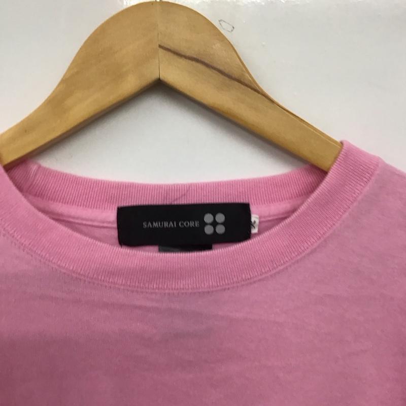 サムライコア SAMURAI CORE Tシャツ 半袖 半袖カットソー プリントTシャツ クルーネックカットソー ロゴ、文字 桃 / ピンク / pink メンズ USED 古着 中古 10151811