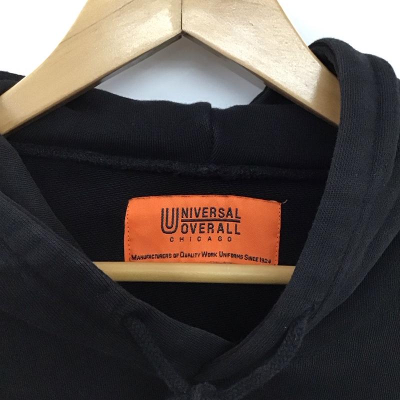 ユニバーサルオーバーオール UNIVERSAL OVERALL パーカー 長袖 長袖パーカー プルオーバーパーカー スウェット S ロゴ、文字 黒 / ブラック / black メンズ USED 古着 中古 10151812