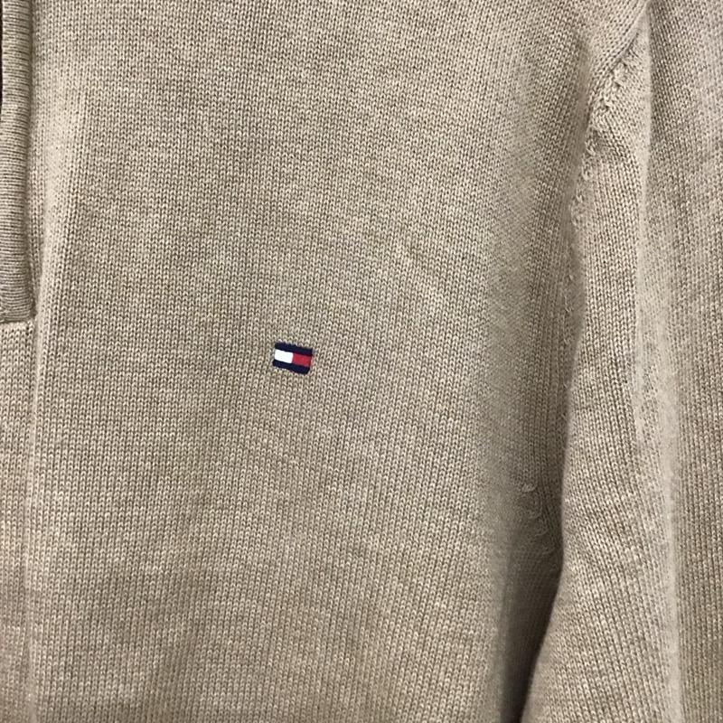 トミーヒルフィガー TOMMY HILFIGER ニット、セーター 長袖 長袖ニットカットソー ジップアップネック セーター M ロゴ、文字 ベージュ / ベージュ / beige メンズ USED 古着 中古 10151814