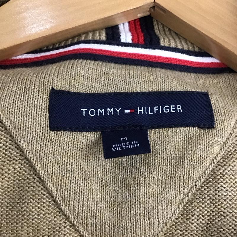 トミーヒルフィガー TOMMY HILFIGER ニット、セーター 長袖 長袖ニットカットソー ジップアップネック セーター M ロゴ、文字 ベージュ / ベージュ / beige メンズ USED 古着 中古 10151814
