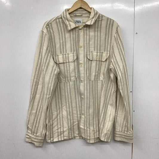 ザラ ZARA シャツ、ブラウス 長袖 長袖シャツ ストライプシャツ カラーシャツ M ストライプ アイボリー / アイボリー / メンズ USED 古着 中古 10151815