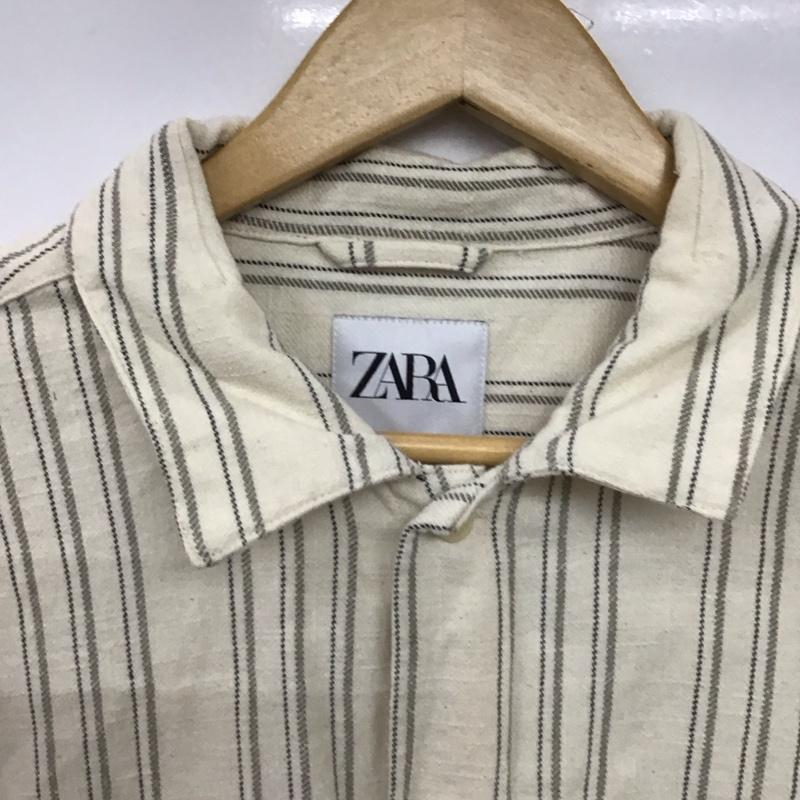 ザラ ZARA シャツ、ブラウス 長袖 長袖シャツ ストライプシャツ カラーシャツ M ストライプ アイボリー / アイボリー / メンズ USED 古着 中古 10151815