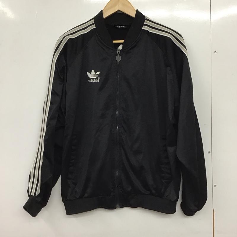 アディダス adidas ジャケット、上着 ジャンパー、ブルゾン ジップアップジャケット ジャージ 古着 100cm ロゴ、文字 黒 / ブラック / black メンズ USED 古着 中古 10151820