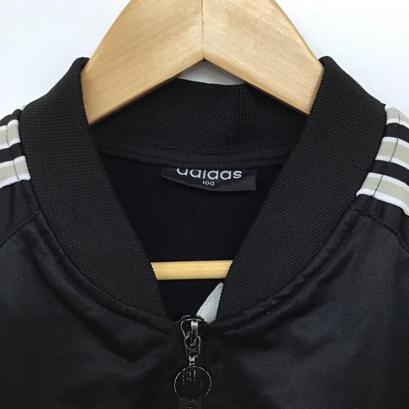 アディダス adidas ジャケット、上着 ジャンパー、ブルゾン ジップアップジャケット ジャージ 古着 100cm ロゴ、文字 黒 / ブラック / black メンズ USED 古着 中古 10151820