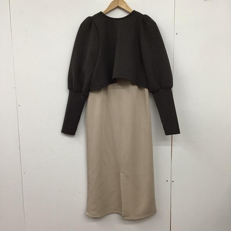 ボブ BOB セットアップ セットアップ セットアップ 長袖ジャケット ノースリーブロングワンピース 2点セット S 無地 ベージュ / ベージュ / beige X 茶 / ブラウン / brown レディース USED 古着 中古 10151833