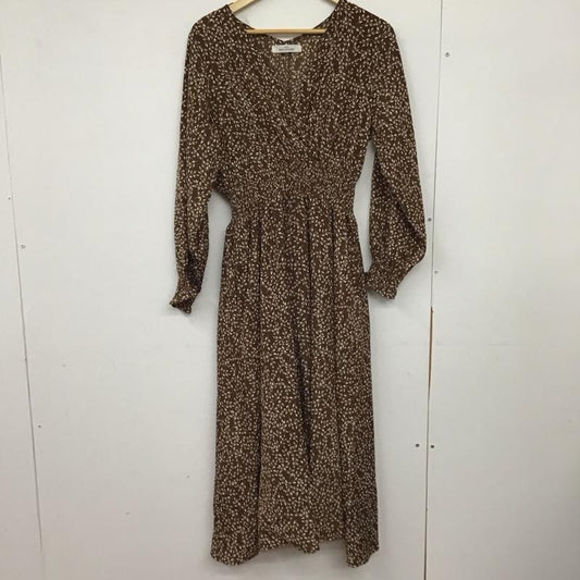 レイカズン Ray Cassin ワンピース ロングスカート 長袖ロングワンピース フレアスカート FREE 総柄 茶 / ブラウン / brown レディース USED 古着 中古 10151840